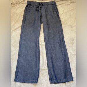 Ann Taylor Navy Blue Linen Soft Denim StyleTrousers